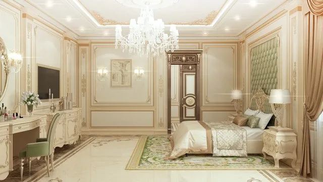 تصاميم غرف نوم كلاسيكية أنيقة في الإمارات: داخليات فاخرة خالدة