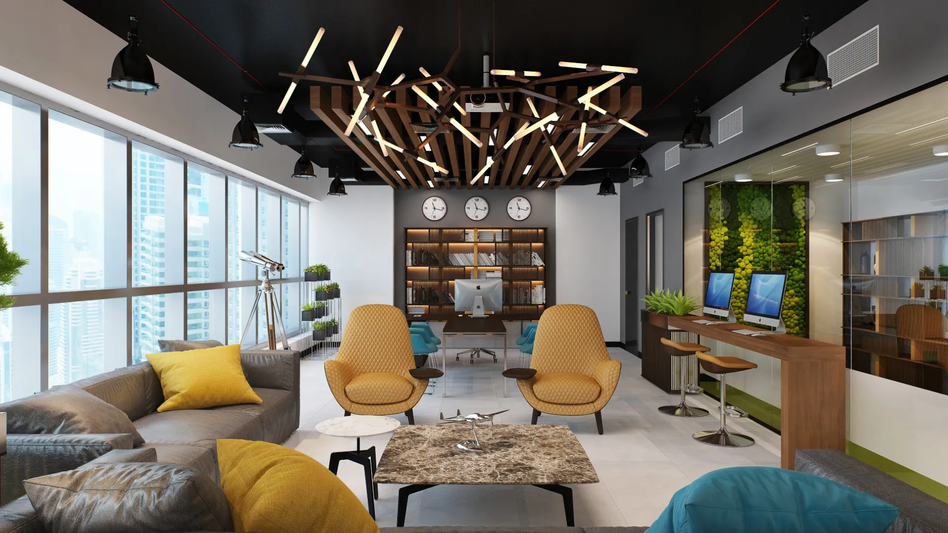 Смелый и светлый фит-аут офиса