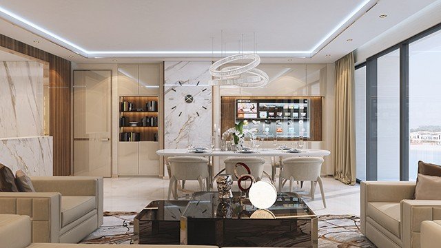 Декоративный современный дизайн интерьера