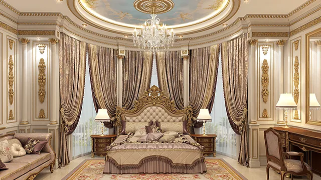 غرفة نوم كلاسيكية أنيقة: تحفة داخلية خالدة