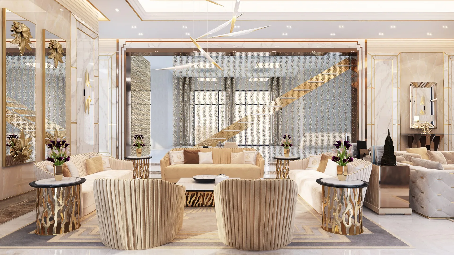 Стильный современный дизайн гостиной