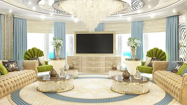 Изысканные интерьеры роскошной гостиной