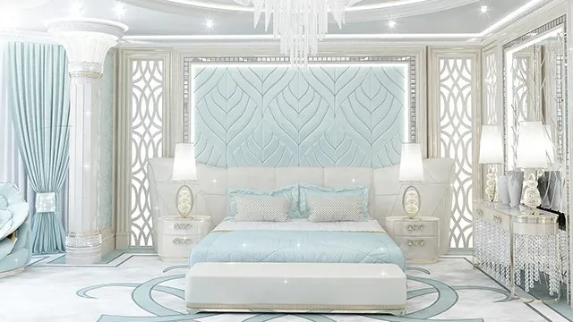 Преобразите спальню с помощью сине-зелёного интерьера