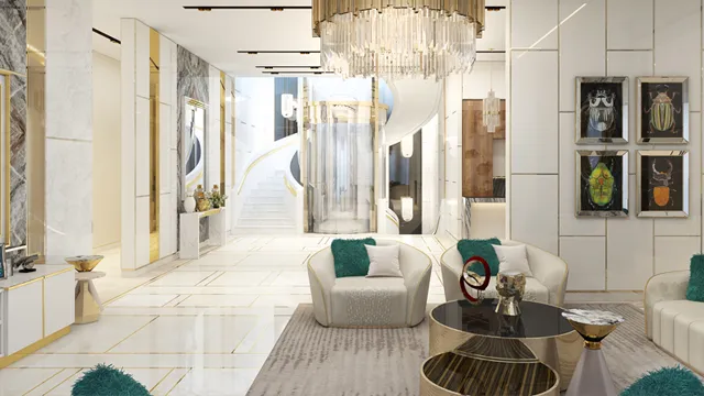 Преобразите дом: зелёно-золотой интерьер для роскошного пространства