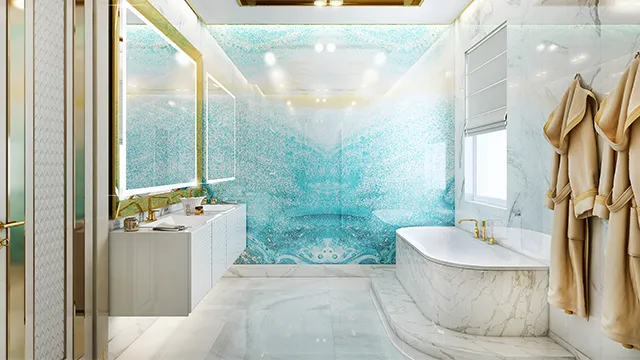 Изысканный дизайн ванной комнаты для просторного дома