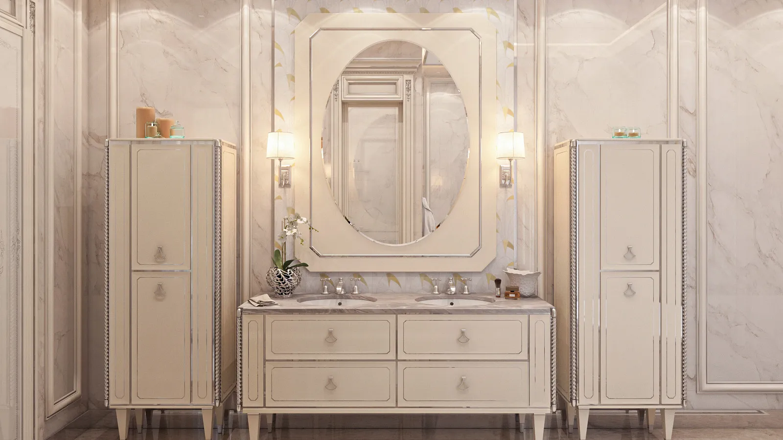 ألوان مريحة لتصميم حمام هادئ وفاخر