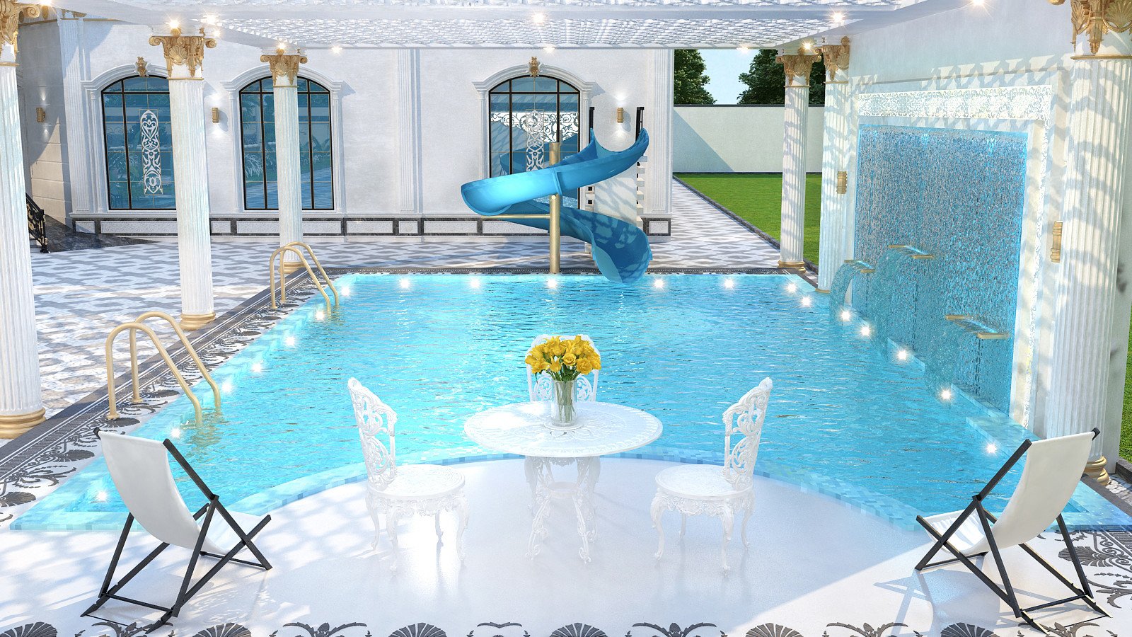 تصميم مسابح خارجية فاخرة لحديقة أحلامك