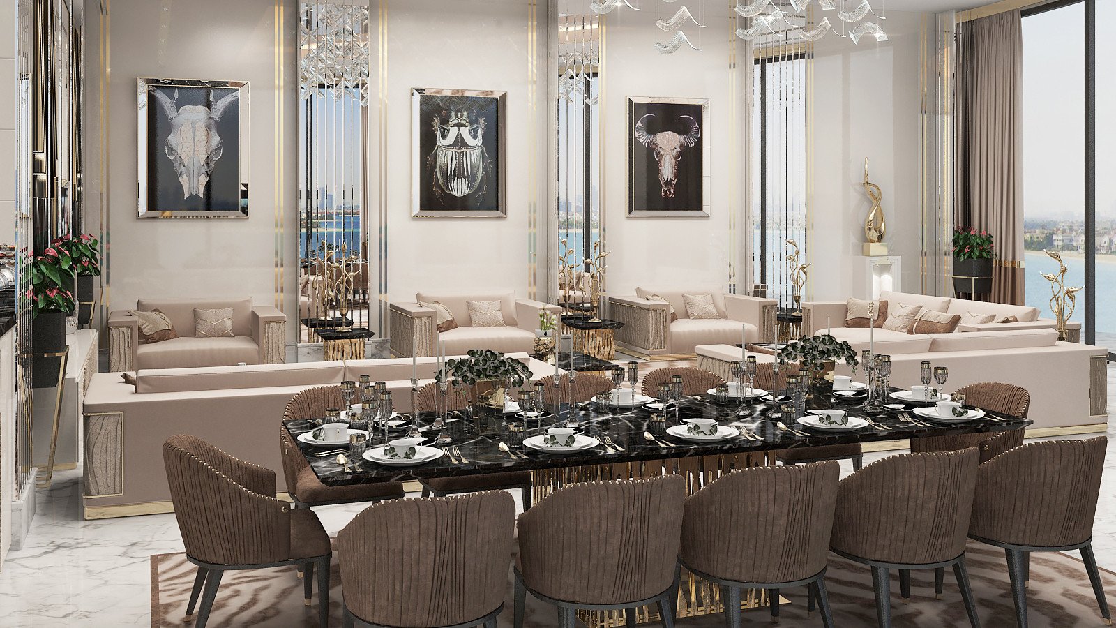 أفكار ديكور أنيقة وعصرية لغرف المعيشة والطعام