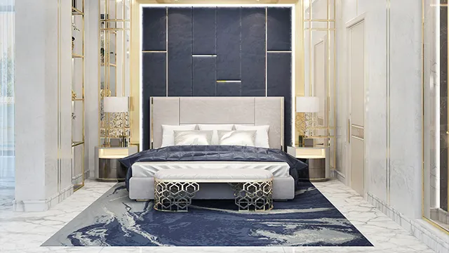 تصميم داخلي فاخر لغرف نوم ملكية وإطلالات فاخرة