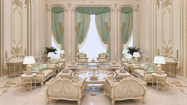 تصاميم صالات فاخرة توازن المساحة والأناقة