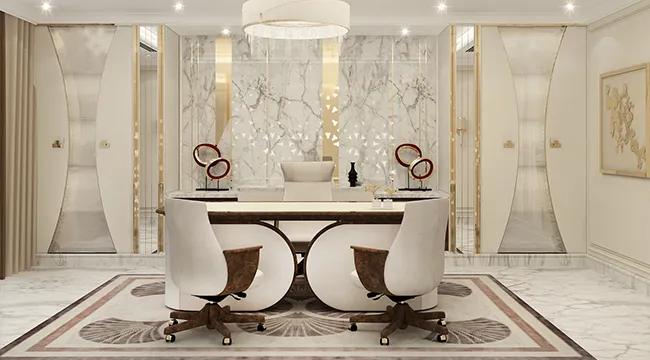 تصاميم مكتب منزلي فاخر: أفكار فاخرة لبيئة عمل منزلية