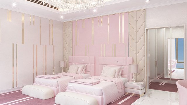 أثاث غرف نوم بنات فاخرة لتصميم داخلي راقٍ