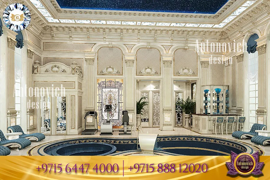 أفكار أنيقة لديكور حمام سباحة داخلي كلاسيكي