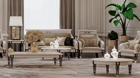 ارتقِ بمساحة معيشتك — مخطط تصميم غرفة جلوس فاخرة