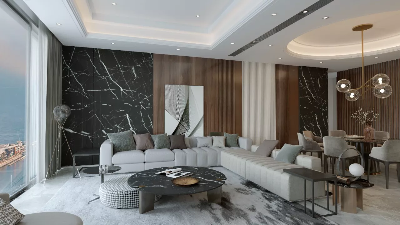 تصاميم غرف المعيشة الفاخرة لفلل الإمارات