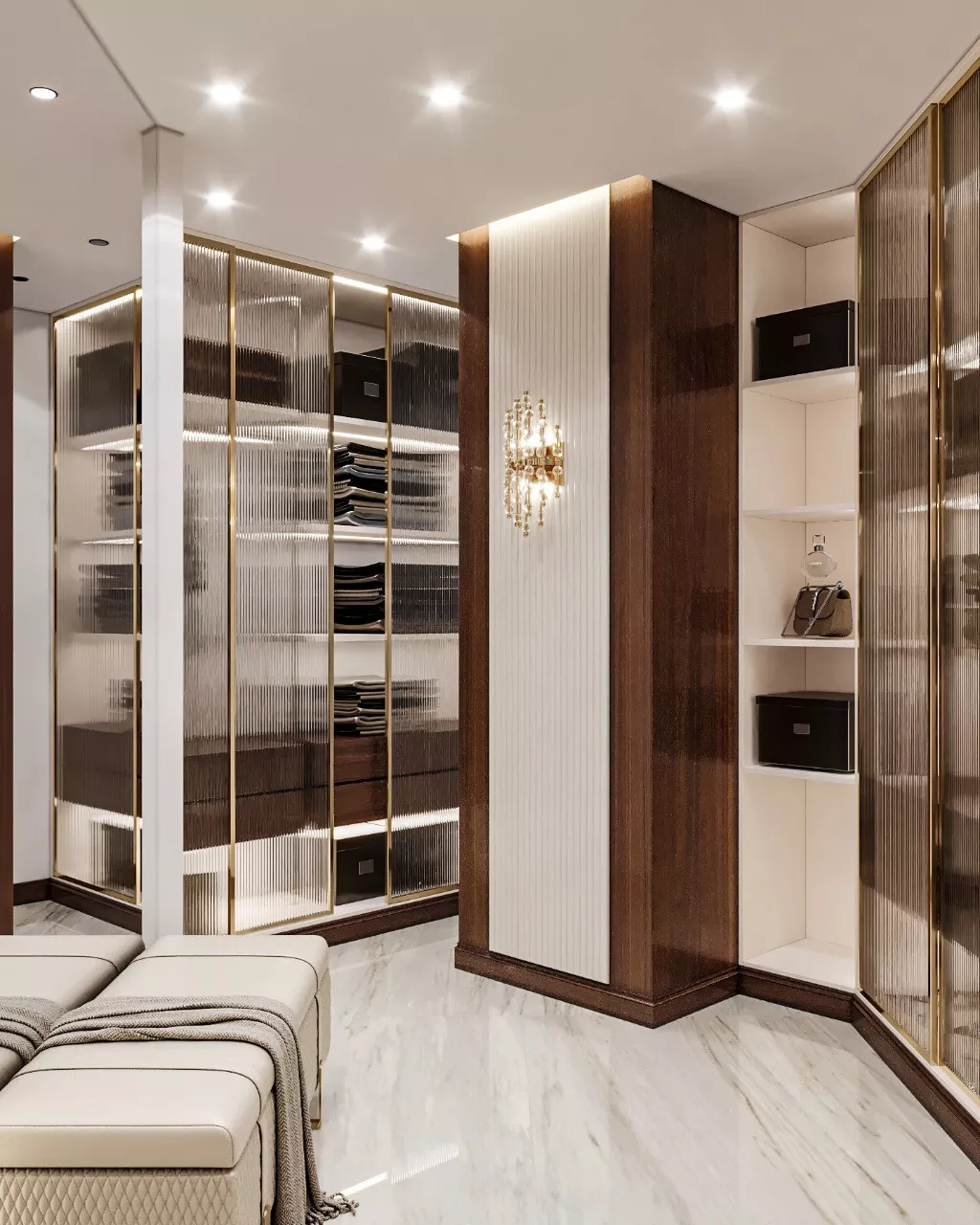 ارتقِ بتصميم غرفة الملابس بتشطيبات داخلية استثنائية