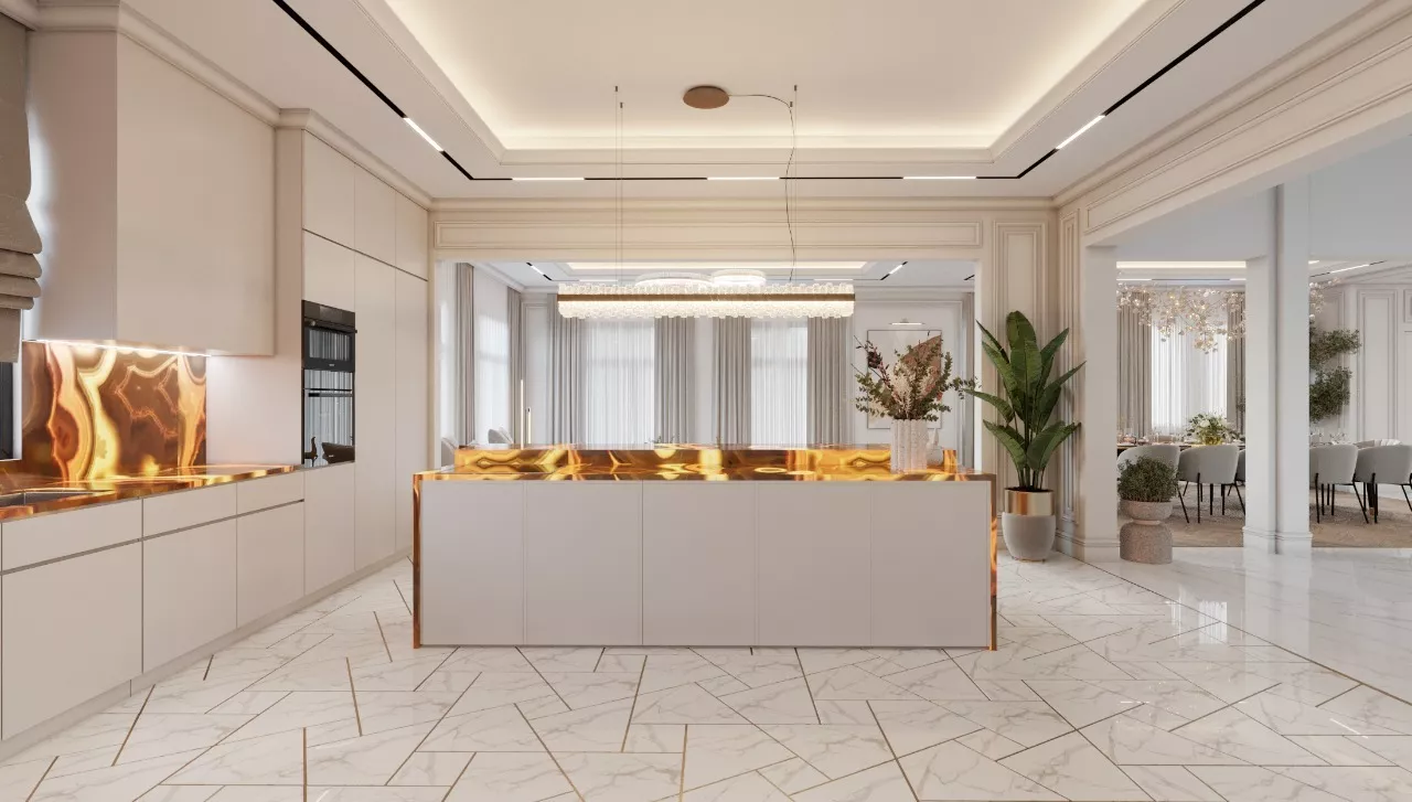 أفكار وتصاميم مطبخ فاخر وواسع