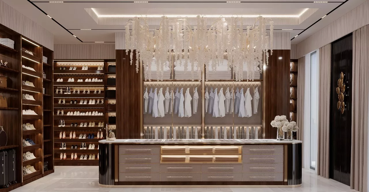 تصاميم غرفة ملابس فاخرة لمنزلٍ فخم