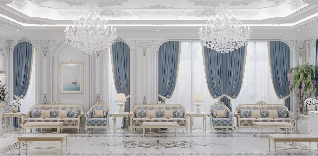 دليل تصميم غرفة جلوس فاخرة في دبي
