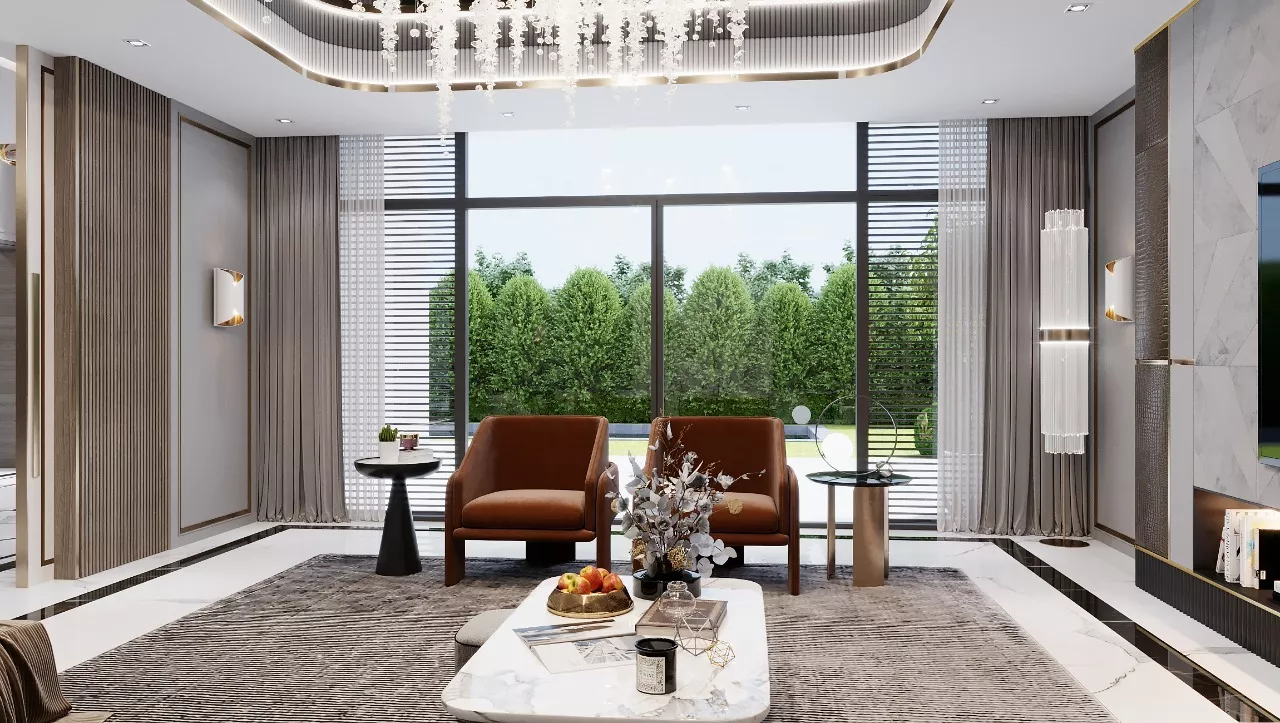 أفكار تصميم غرفة معيشة فاخرة في دبي