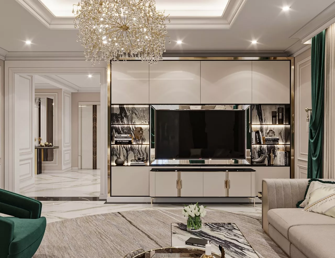 تصاميم غرفة المعيشة الفاخرة في دبي