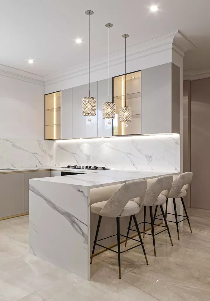 تصميم مطبخ دبي الفاخر لأناقة ووظيفة مميزة