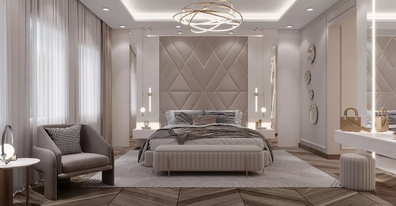 تصميم داخلي فخم لغرف النوم في دبي