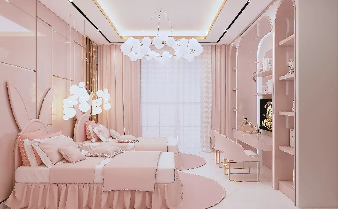 غرفة نوم وردية ساحرة — ملاذ فاخر لك | أنطونوفيتش ديزاين (Antonovich Design)