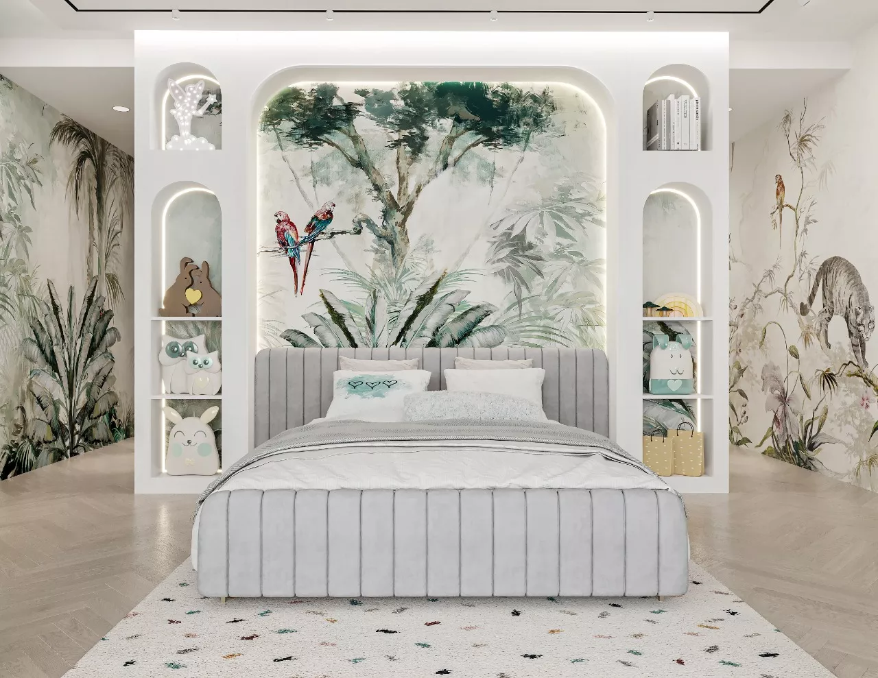 أفكار تصميم غرفة نوم استوائية فاخرة في دبي