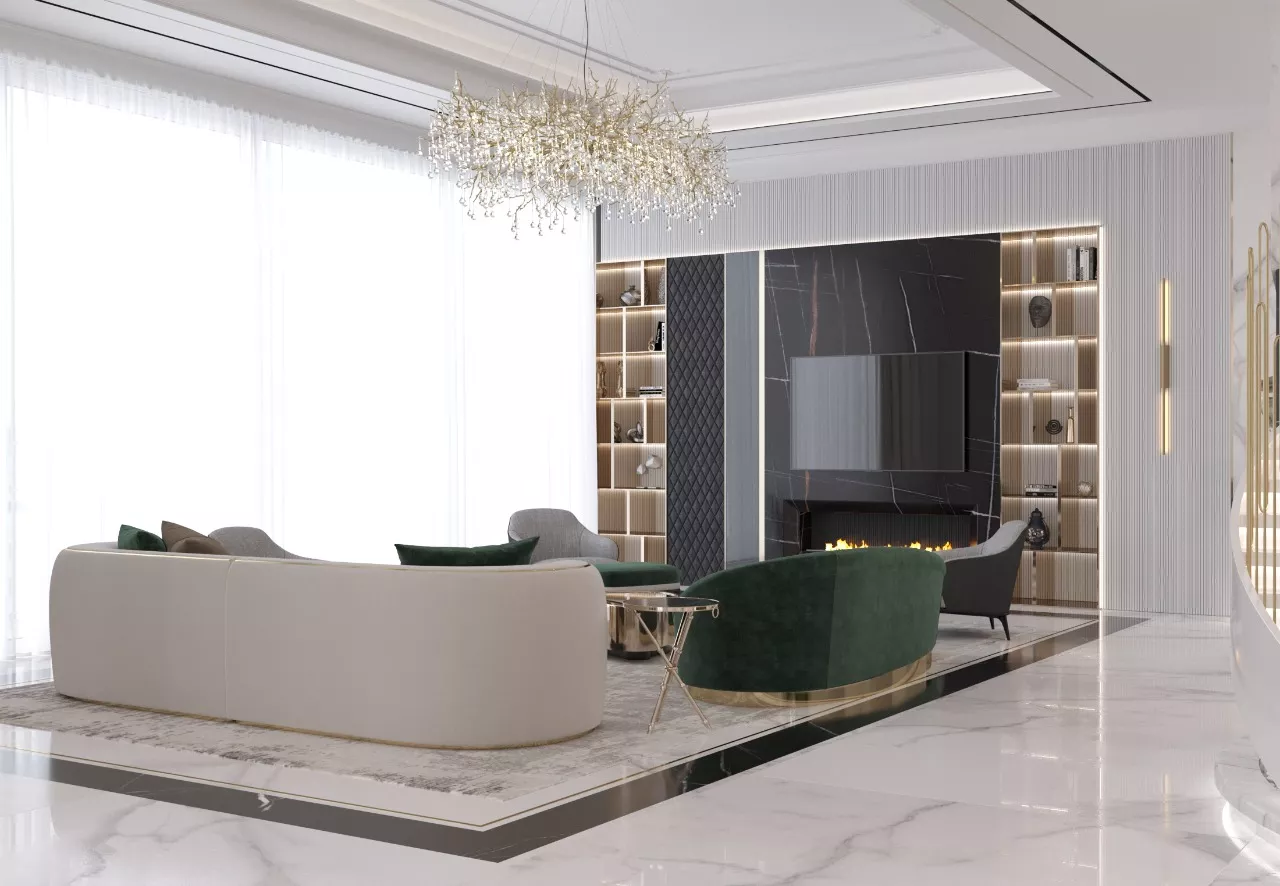غرف المعيشة الفاخرة في منازل الإمارات — أفكار تصميم داخلية