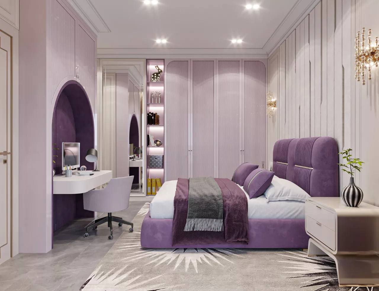 أفكار بنفسجية أنيقة لترقية غرفة نومك الفاخرة