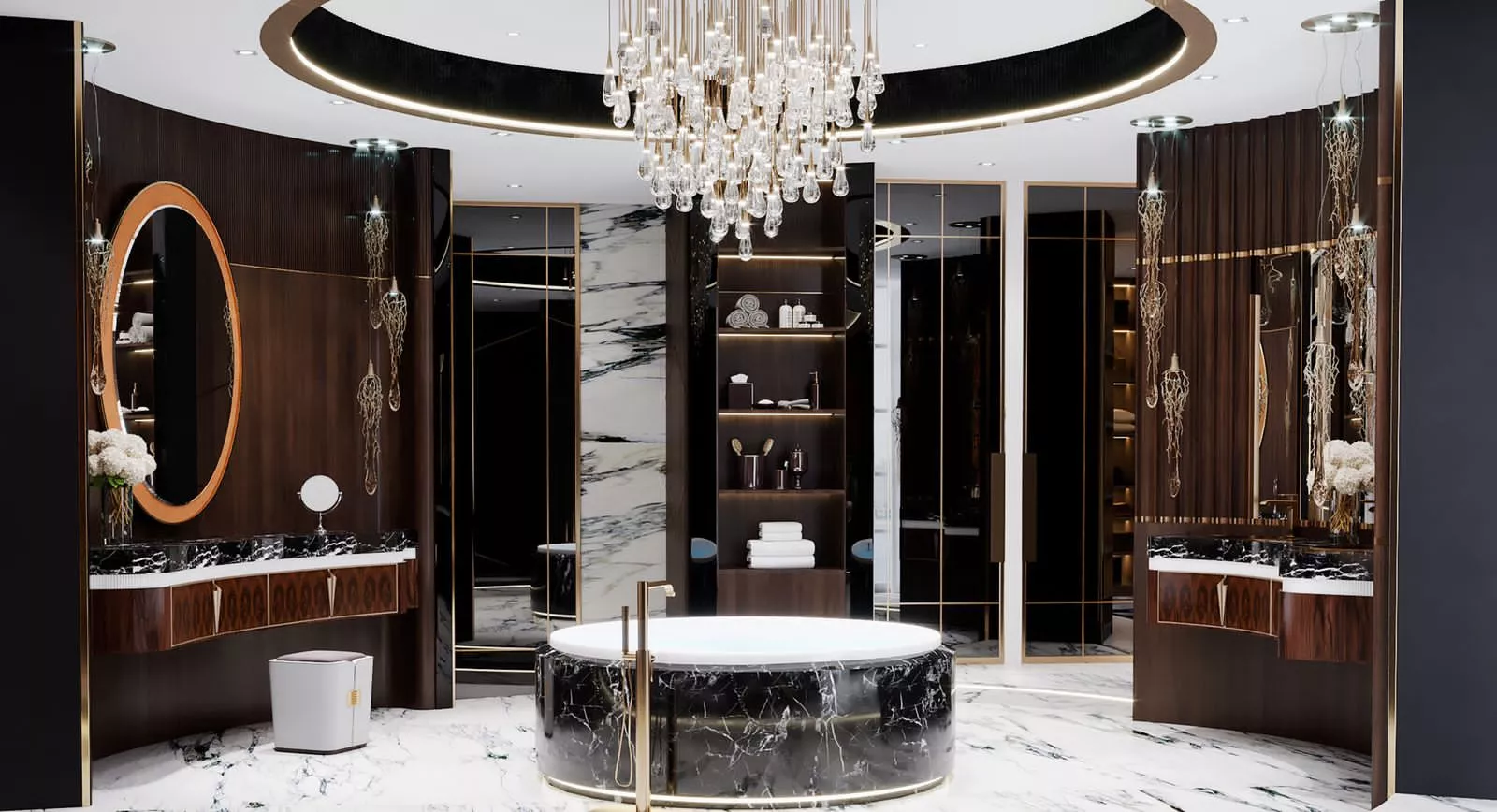 أفكار تصميم حمامات فاخرة لملاذ منزلي راقٍ