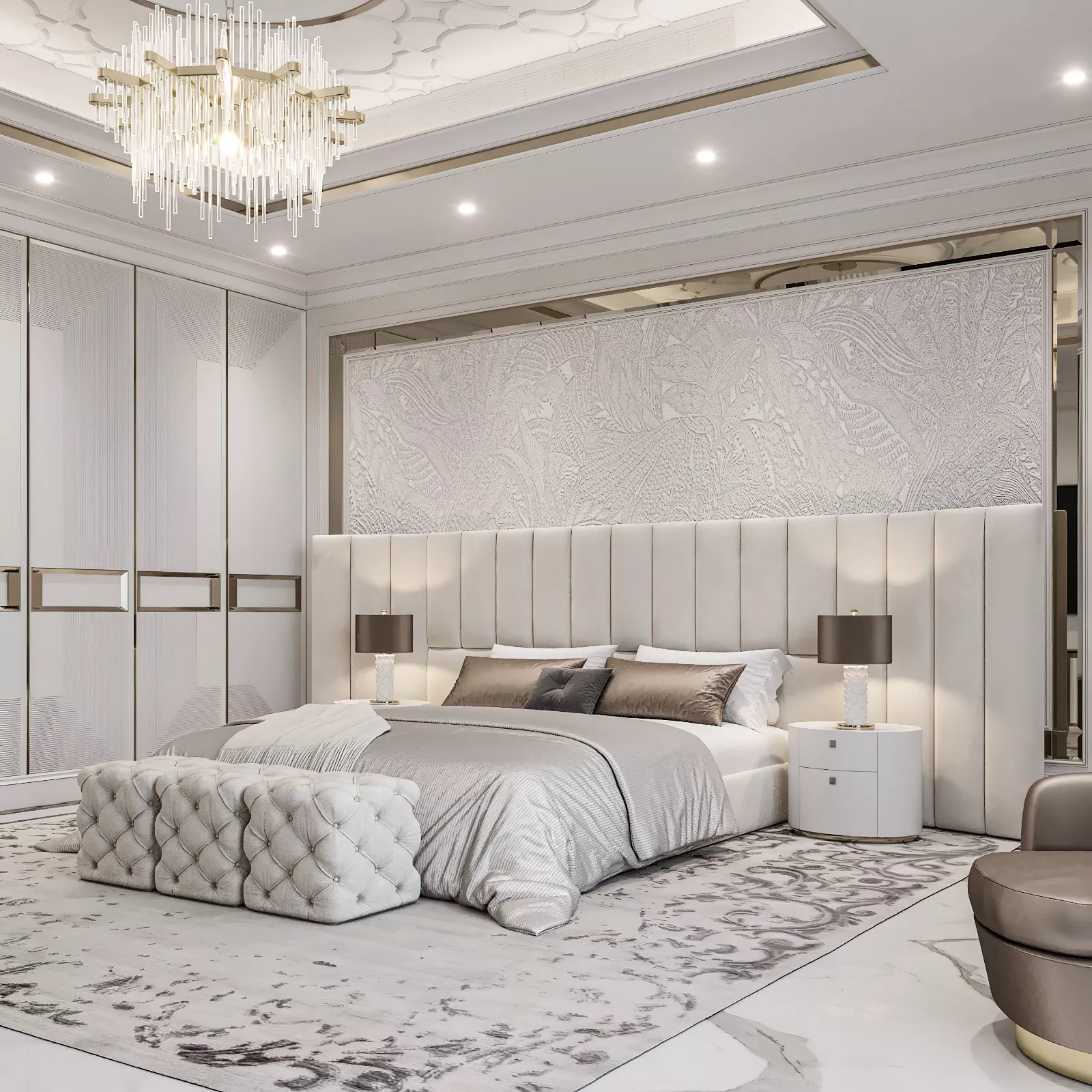 Luxury White Bedroom Interior Design