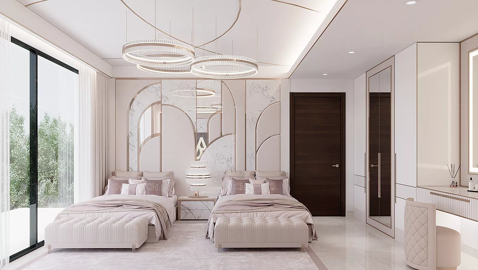 Twin Beds for Luxury Bedroom Interior Design