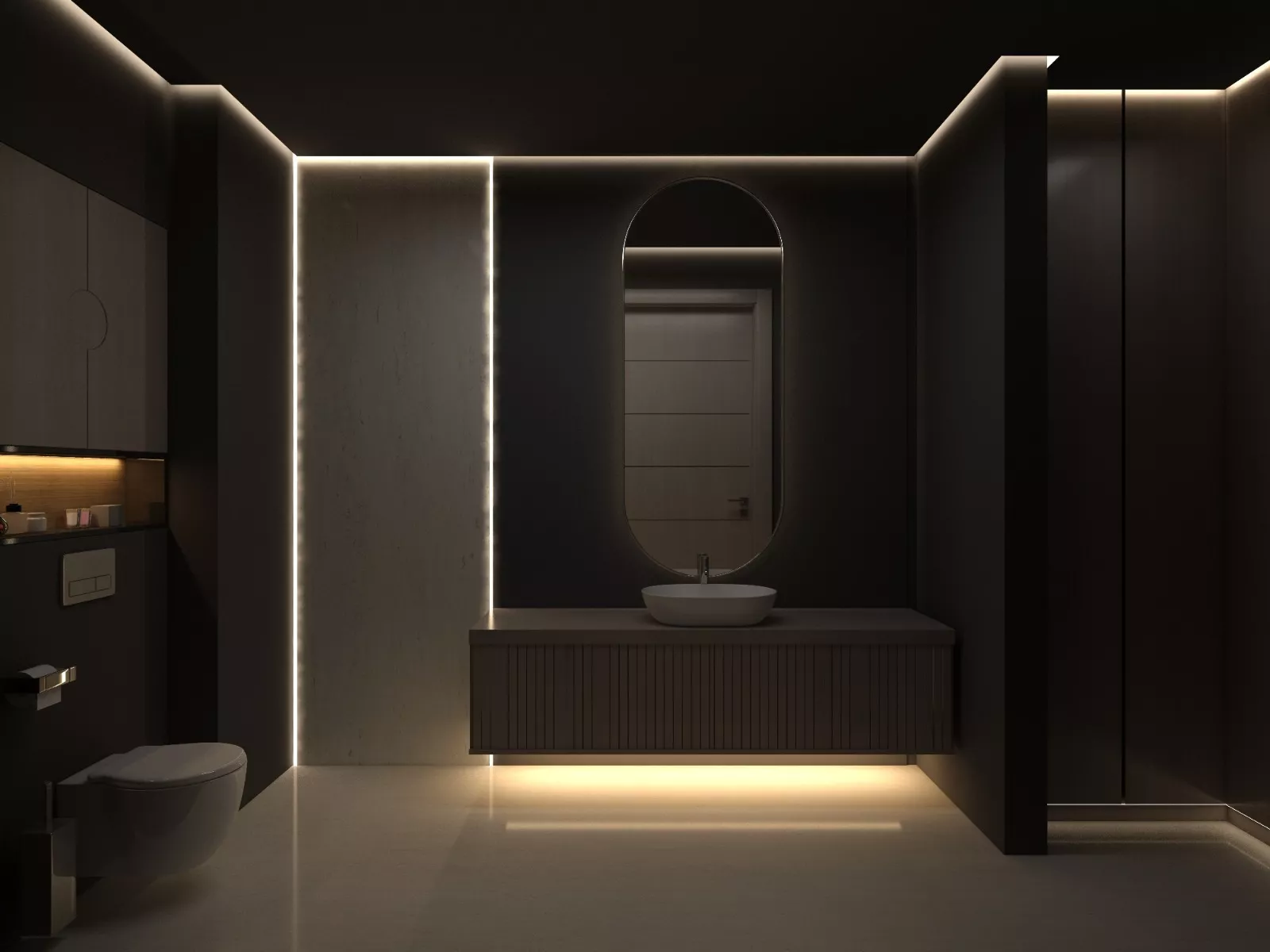 Dark Restroom Interior Design