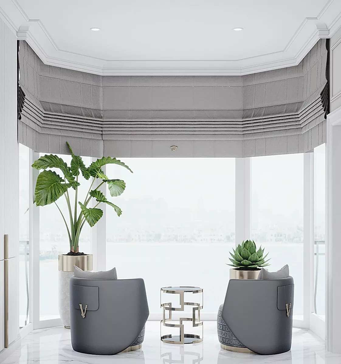 Bedroom with an Overlooking View in Dubai