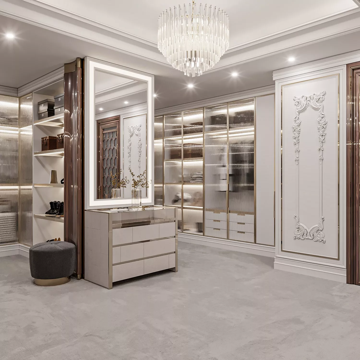Floor Plan for Luxury Walk-in Closet Interior Design