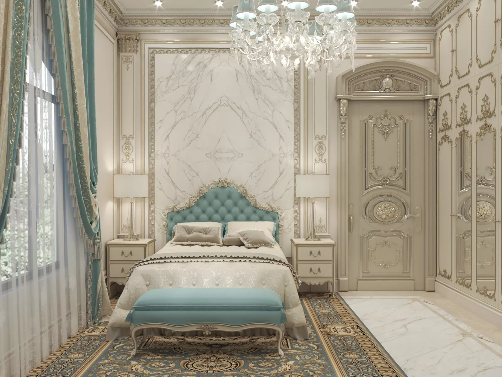 Luxury Gold and Green Bedroom Design Concept
