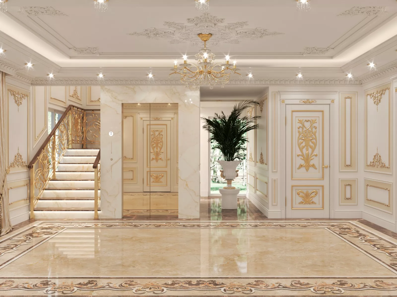 Luxury Hotel Hall in Classic Style