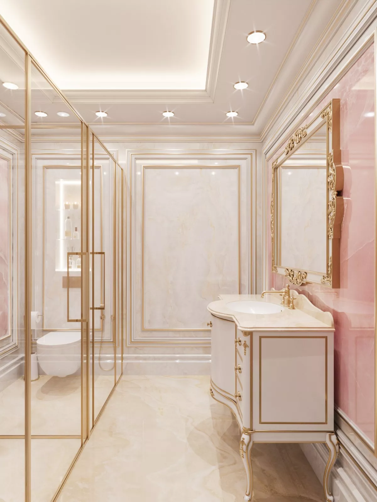 The Appeal of Pink and Gold in Hotel Bathroom Design