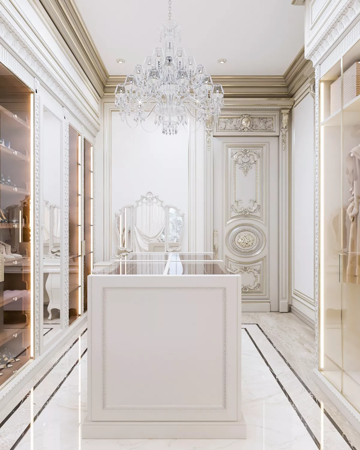 White Home Dressing Room Interior Decor