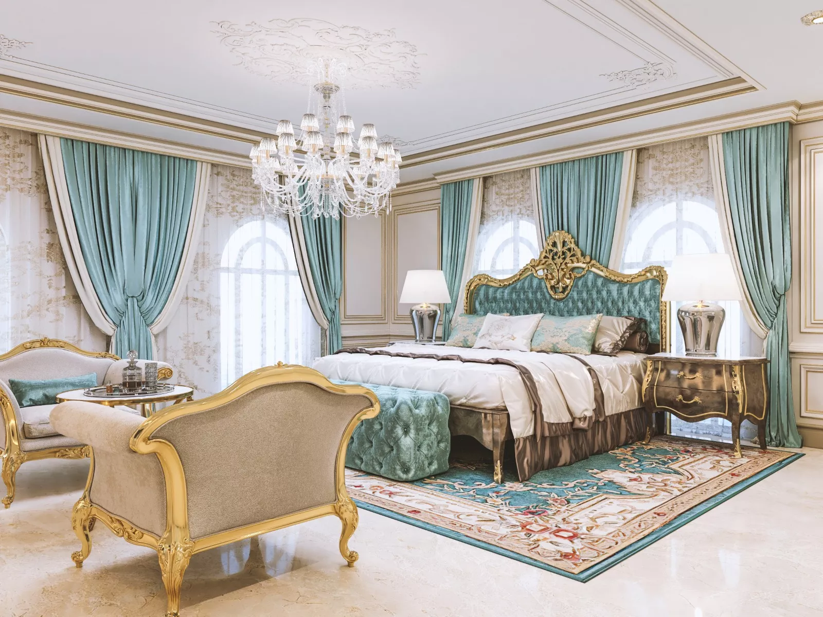 Hotel Bedroom Design in Classic Luxury Theme