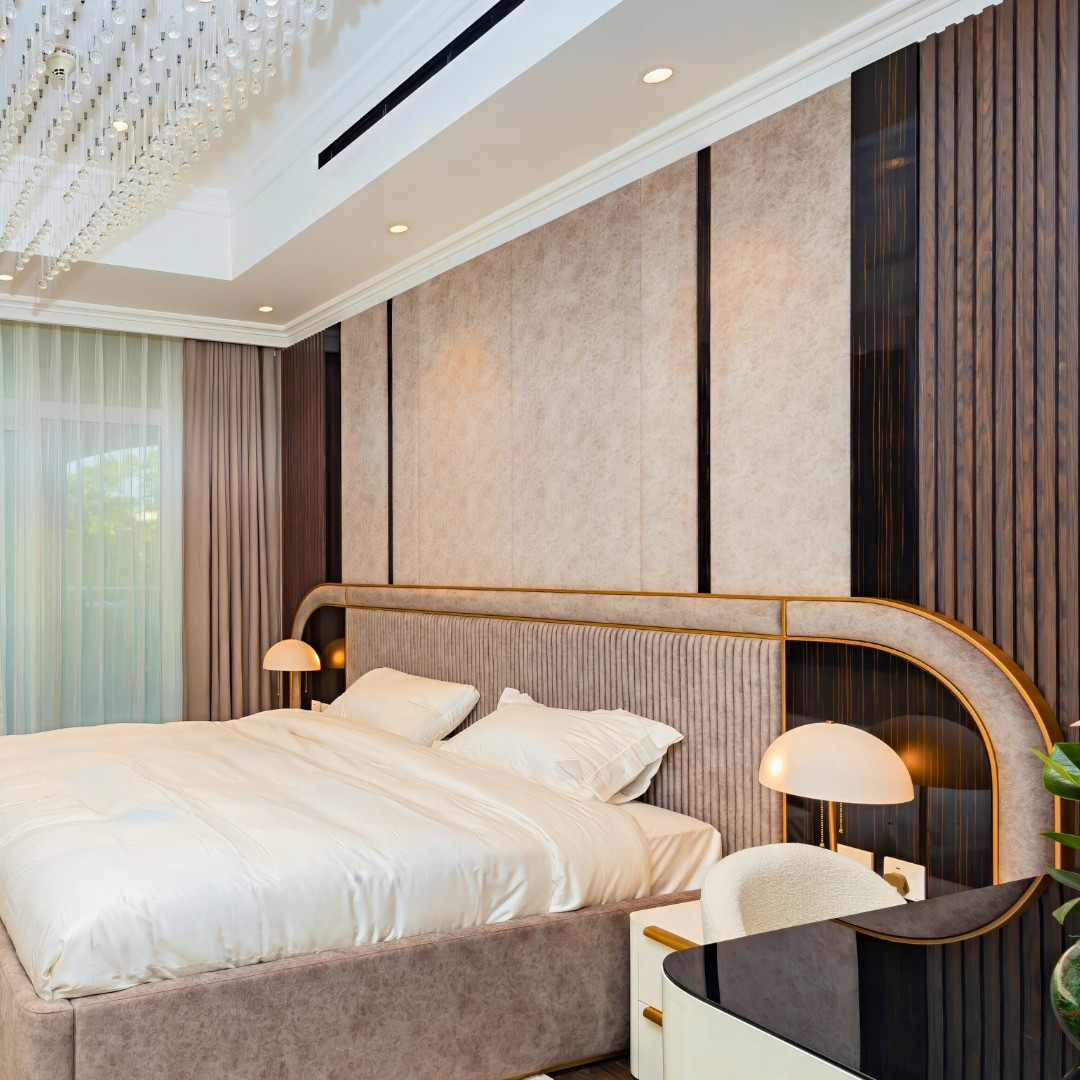 The Antonovich Group Modern Apartment Bedroom Interior Design and Fit-Out Services