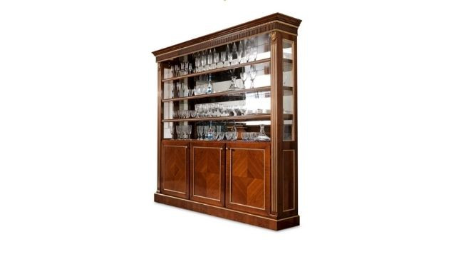 Elegant Design Bar Cabinet in Cherry-wood 3doors Bar showcase
