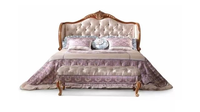 Classy Bed in walnut finishing with gold details