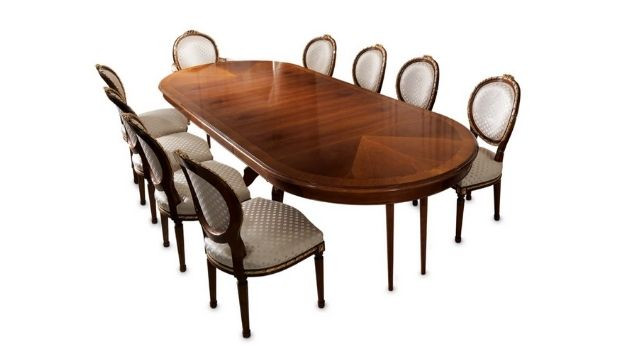 Elegant Round leaf table walnut finish with gold