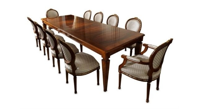 Luxury rectangular table in walnut feather finish