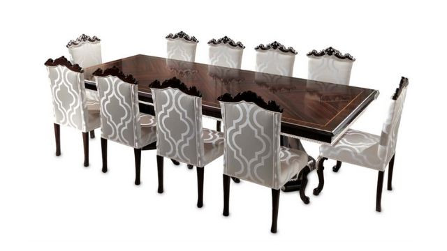 Elegant Rosewood table with 2 bases and silver details