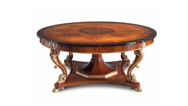 Elegant Entrance round table in ash-wood briar finish