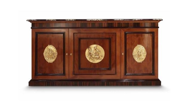 Classy 3 doors sideboard in walnut briar and ebony finishing